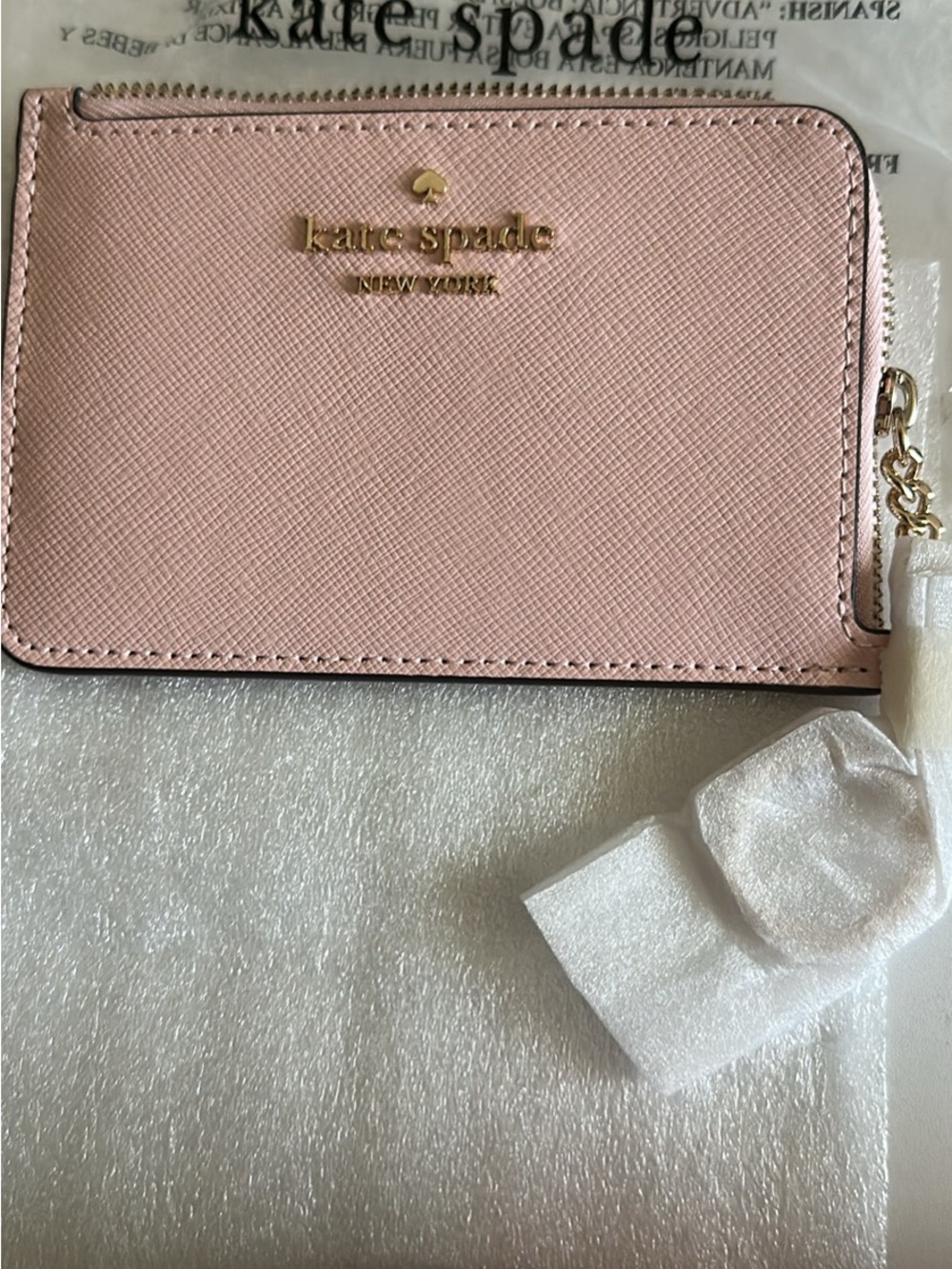 kate spade Pink Zip Card Case with Gold Logo